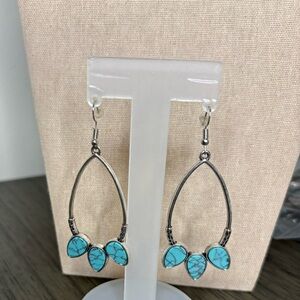 Silver and Turquoise Leaf Earrings